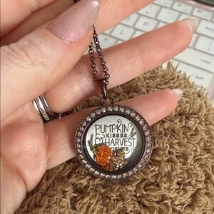 Origami Owl Pumpkin Harvest Necklace - Orange and Brown